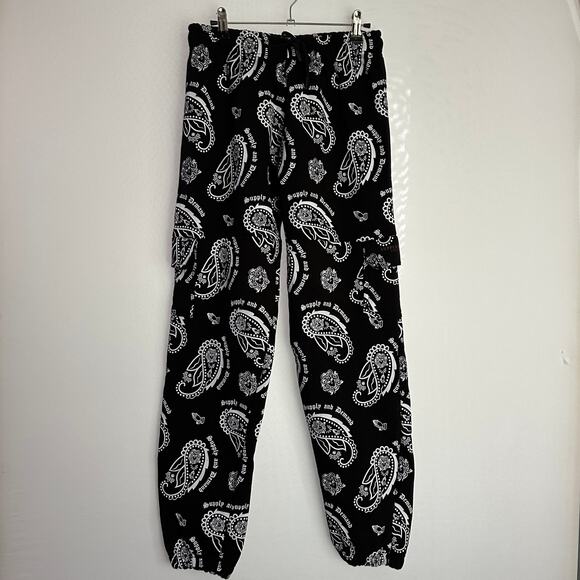 NWT Supply & Demand Black and White‎ Paisley Spray Jogger Sweatpant Men's XS - Picture 2 of 11